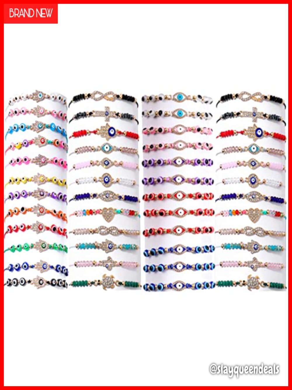48 Pcs Evil Eye Bracelets Hamsa Protection Mal De Ojo Anklets